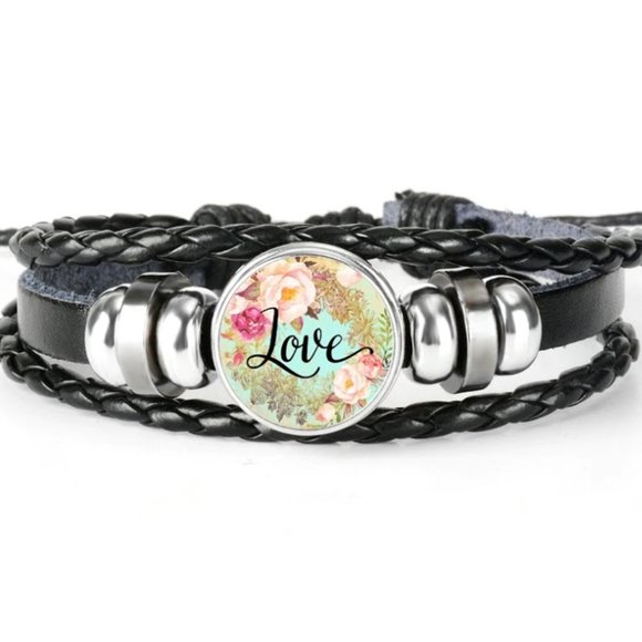 Jewelry - Bracelet- NEW- Leather Christian LOVE Adjustable